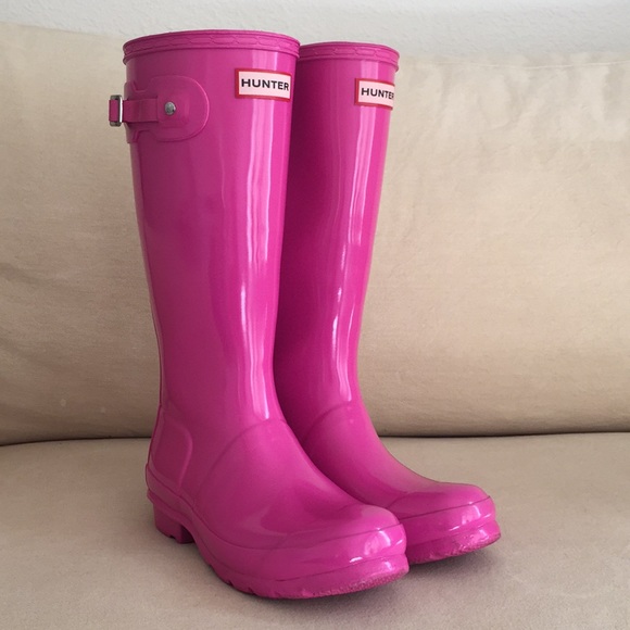 Hunter Shoes - Hunter Kids Glossy Boot Lipstick Pink 6.5/7